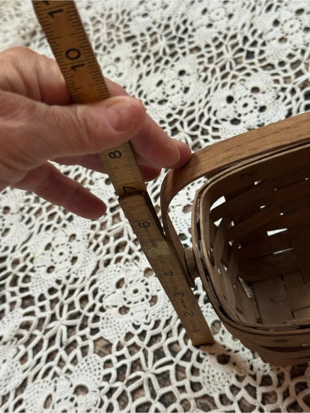 Vintage Longaberger Small Handwoven Basket 1985 Wood Handle